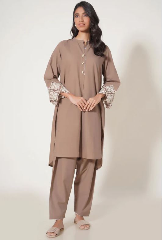 Stitched-2 Piece-Embroidered-Cambric-Suit